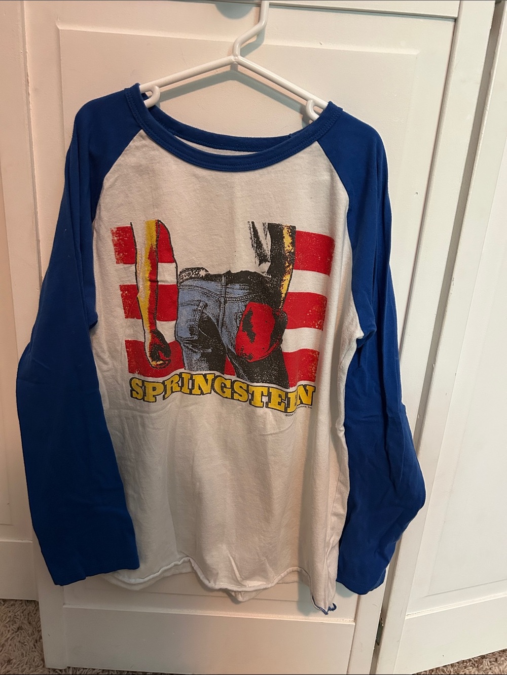 Rowdy Sprout Blue & White Raglan Springsteen Graphic Long Sleeve Tee